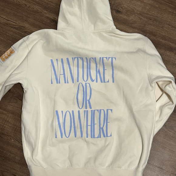 none Tops - NANTUCKET OR NOWHERE Cream Hoodie with Graphic Patches